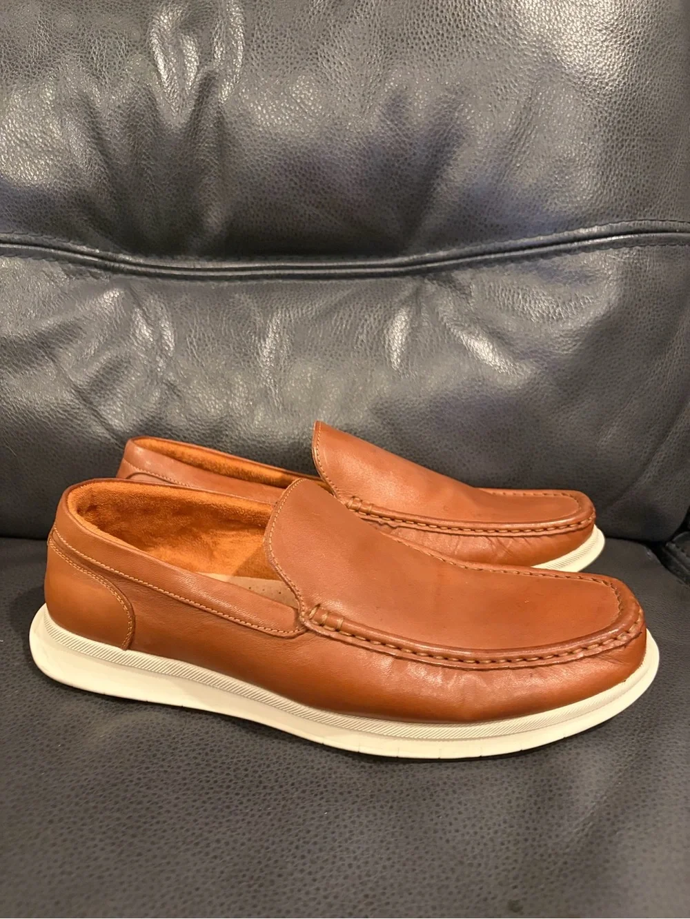 Florsheim Men's Cognac Leather Slip-On Boat Shoes